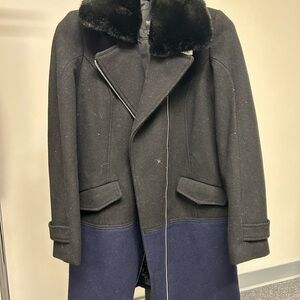 Wilfred Black and Navy Pea Coat